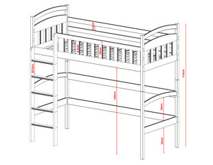 Kõrge voodi Mia FURNLUX CLASSIC, 88x178x174 cm, valge hind ja info | Voodid | kaup24.ee