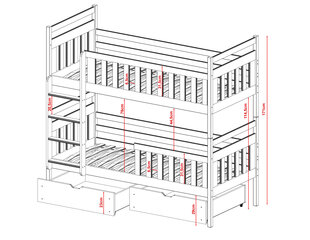 Двухъярусные кровати Monika FURNLUX CLASSIC, 98x188x171 cm, бежевый цена и информация | Кровати | kaup24.ee