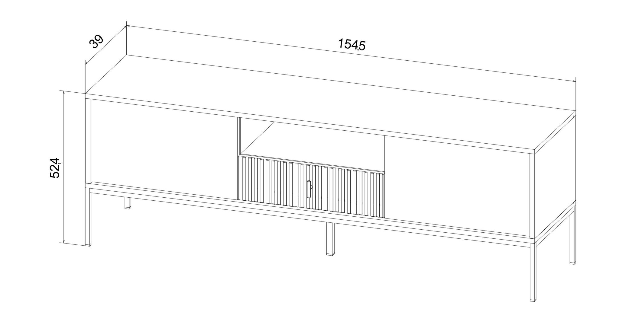 Tv alus Maggiore FURNLUX CLASSIC, 154x39x53 cm, must hind ja info | TV alused | kaup24.ee