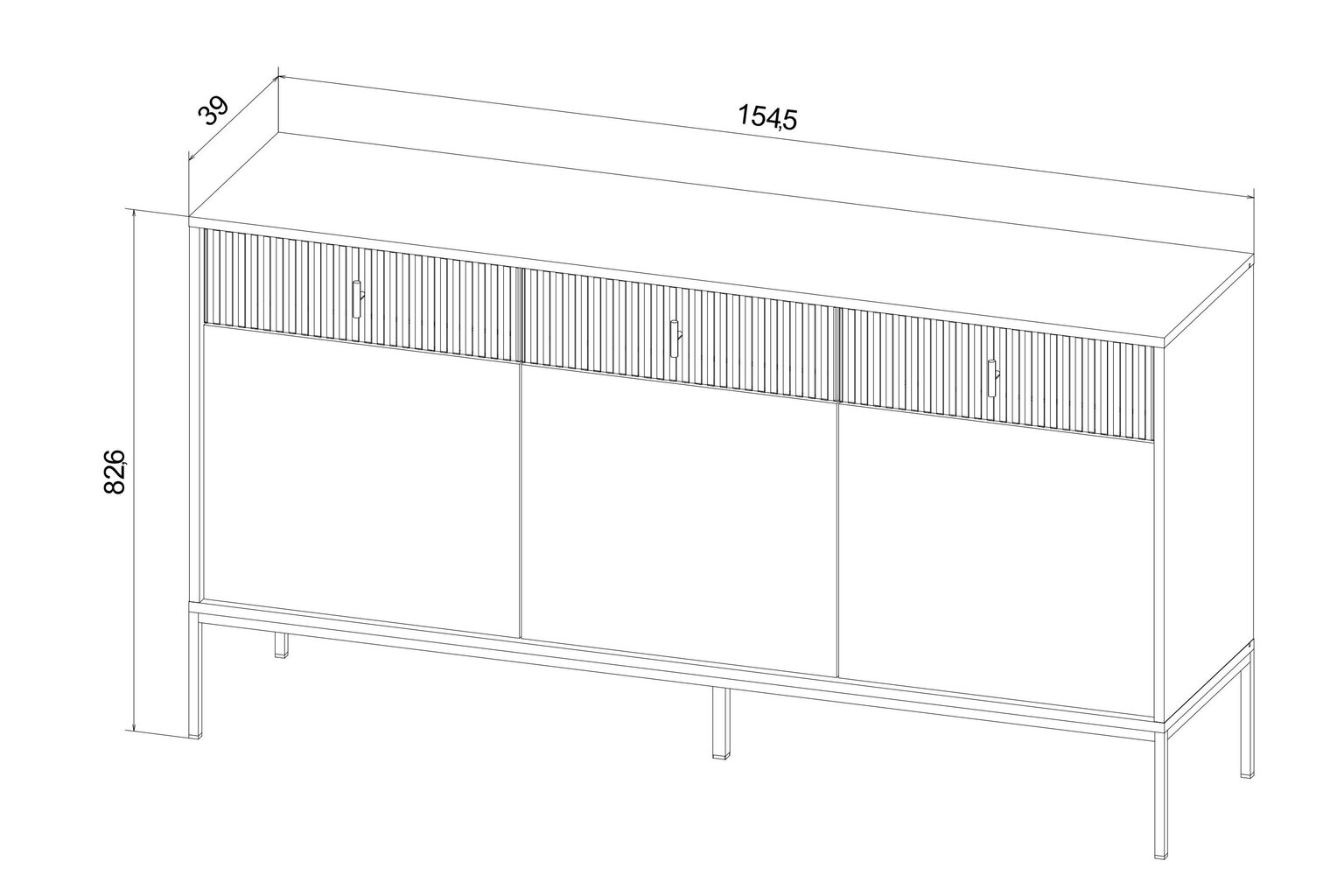 Puhvetkapp Maggiore FURNLUX CLASSIC, 154x39x83 cm, roheline цена и информация | Elutoa väikesed kapid | kaup24.ee