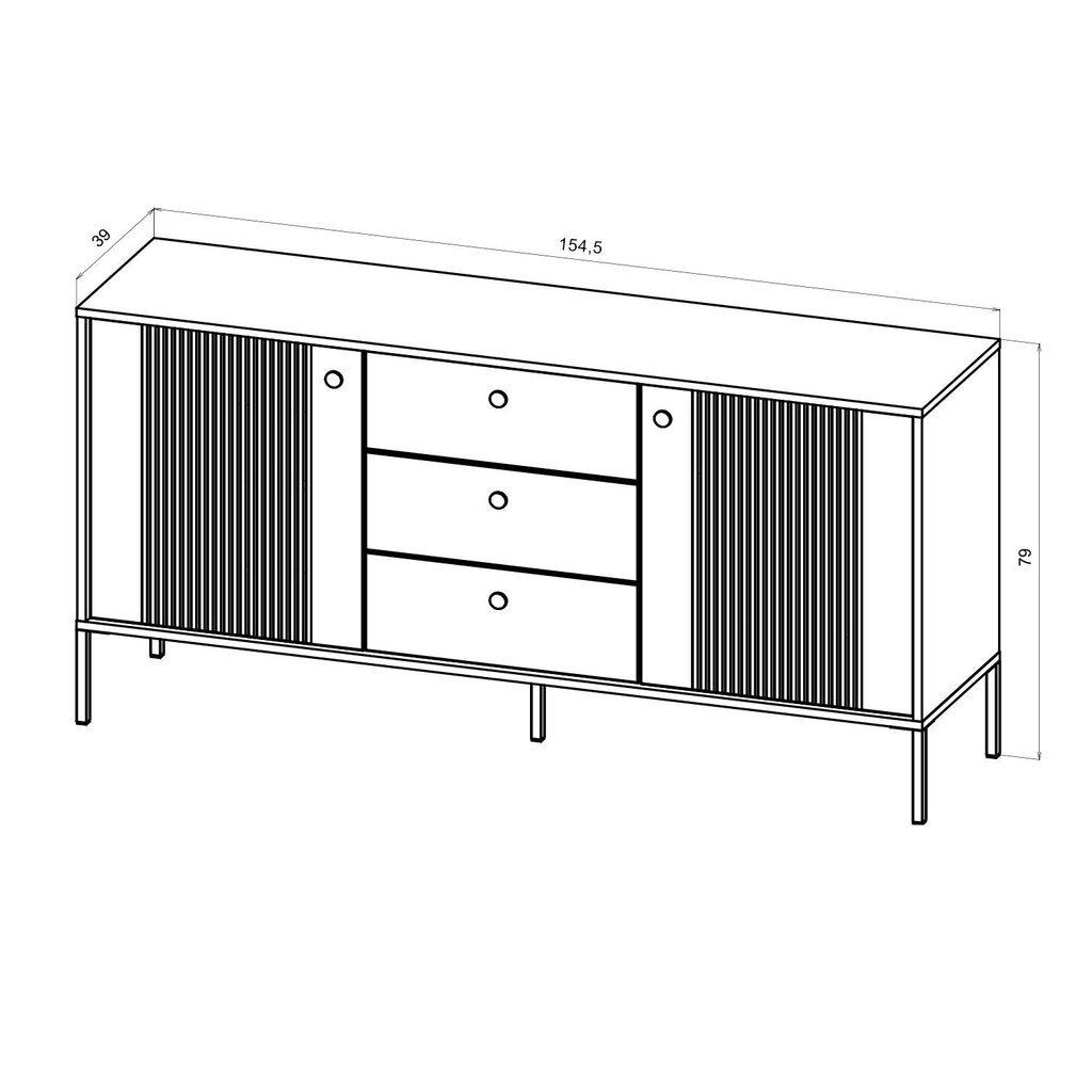 Puhvetkapp Iseo FURNLUX CLASSIC, 154x39x79 cm, must цена и информация | Elutoa väikesed kapid | kaup24.ee