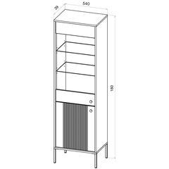 Витрина Iseo FURNLUX CLASSIC, 54x39x180 cm, бежевый цена и информация | Витрины, серванты | kaup24.ee