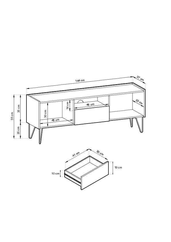 Tv alus Harmony FURNLUX CLASSIC, 144x37x55 cm, must цена и информация | TV alused | kaup24.ee