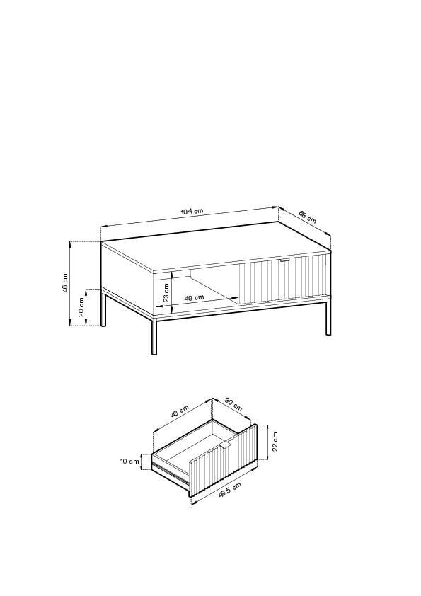 Diivanilaud Avon FURNLUX CLASSIC, 104x68x48 cm, valge цена и информация | Diivanilauad | kaup24.ee