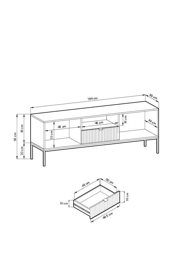 Tv alus Avon FURNLUX CLASSIC, 154x39x56 cm, must цена и информация | TV alused | kaup24.ee