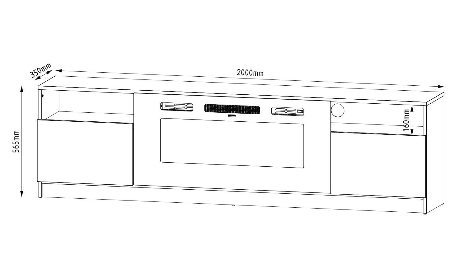 Tv alus York FURNLUX CLASSIC, 200x35x57 cm, must hind ja info | TV alused | kaup24.ee