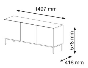 Тв-тумба Ravenna B FURNLUX CLASSIC, 150x42x58 cm, бежевый цена и информация | Тумбы под телевизор | kaup24.ee