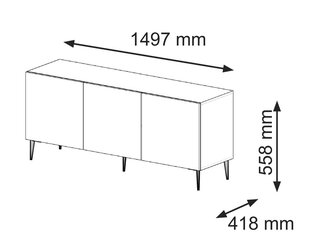 Тв-тумба Ravenna B FURNLUX CLASSIC, 150x42x56 cm, черный цена и информация | Тумбы под телевизор | kaup24.ee