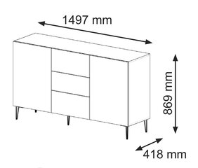 Буфет Ravenna B FURNLUX CLASSIC, 150x42x87 cm, бежевый цена и информация | Шкафчики в гостиную | kaup24.ee