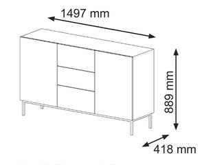 Буфет Ravenna B FURNLUX CLASSIC, 150x42x89 cm, черный цена и информация | Шкафчики в гостиную | kaup24.ee