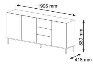 Буфет Ravenna B FURNLUX CLASSIC, 200x42x89 cm, бежевый цена и информация | Шкафчики в гостиную | kaup24.ee