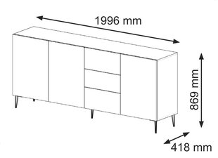 Буфет Ravenna B FURNLUX CLASSIC, 200x42x87 cm, бежевый цена и информация | Шкафчики в гостиную | kaup24.ee