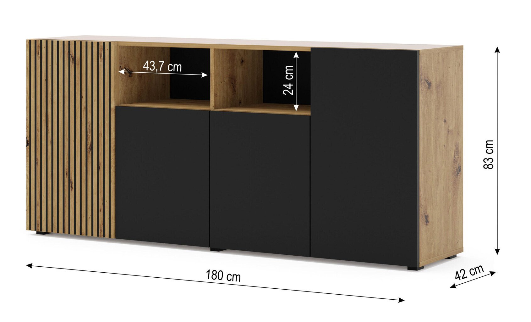 Puhvetkapp Auris FURNLUX CLASSIC, 180x42x82 cm, beež цена и информация | Elutoa väikesed kapid | kaup24.ee