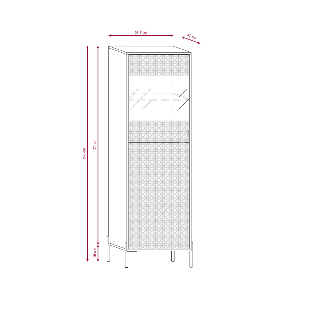 Vitriinkapp Diamo FURNLUX CLASSIC, 54x42x190 cm, must цена и информация | Vitriinkapid | kaup24.ee