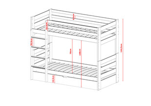 Narivoodi Aya FURNLUX CLASSIC, 88x208x145 cm, hall hind ja info | Voodid | kaup24.ee