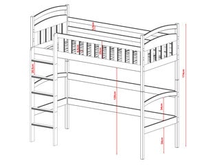 Kõrge voodi Mia FURNLUX CLASSIC, 98x208x174 cm, beež hind ja info | Voodid | kaup24.ee