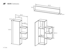 Seinakapp Alva FURNLUX CLASSIC, 260x44x172 cm, beež hind ja info | Sektsioonid | kaup24.ee