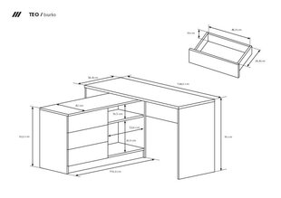 Письменные столы Teo FURNLUX CLASSIC, 139x51x76 cm, графит цена и информация | Скамейки | kaup24.ee