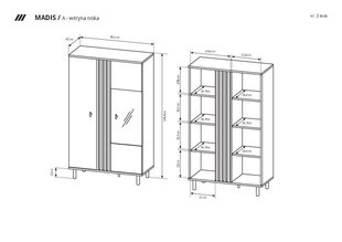 Vitriinkapp Madis FURNLUX CLASSIC, 90x40x149 cm, beež hind ja info | Vitriinkapid | kaup24.ee