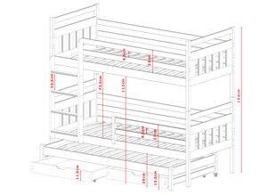 Narivoodi Seweryn FURNLUX CLASSIC, 98x208x164 cm, valge hind ja info | Voodid | kaup24.ee