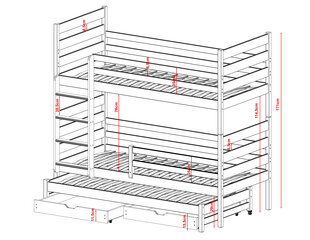 Двухъярусные кровати Tomi FURNLUX CLASSIC, 98x198x171 cm, белый цена и информация | Кровати | kaup24.ee