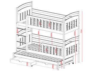 Двухъярусные кровати Viki FURNLUX CLASSIC, 88x168x171 cm, белый цена и информация | Кровати | kaup24.ee