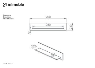 Seinariiul Marine FURNLUX CLASSIC, 120x22x23 cm, sinine hind ja info | Riiulid | kaup24.ee