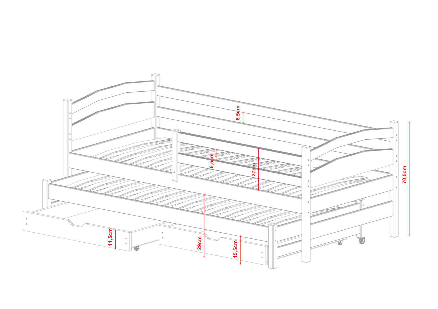 Ühekohaline lastevoodi Tosia FURNLUX CLASSIC, 88x178x71 cm, beež цена и информация | Lastevoodid | kaup24.ee