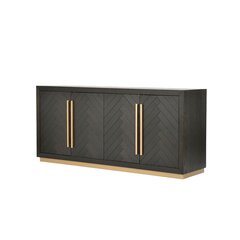 Puhvetkapp Seville FURNLUX PREMIUM, 180x48x80 cm, must hind ja info | Elutoa väikesed kapid | kaup24.ee