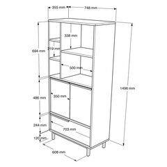 Витрина Ocean FURNLUX CLASSIC, 75x36x162 cm, натуральный цена и информация | Витрины, серванты | kaup24.ee