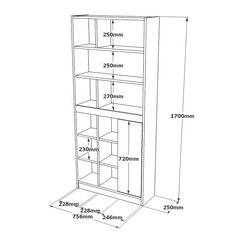 Vitriinkapp Luvio FURNLUX CLASSIC, 76x25x170 cm, hall hind ja info | Vitriinkapid | kaup24.ee