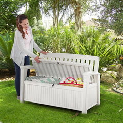 2-in-1 aiapink koos ruumika panipaigaga PATIO STORAGE BENCH valge 253818 KETER hind ja info | Aiapingid | kaup24.ee