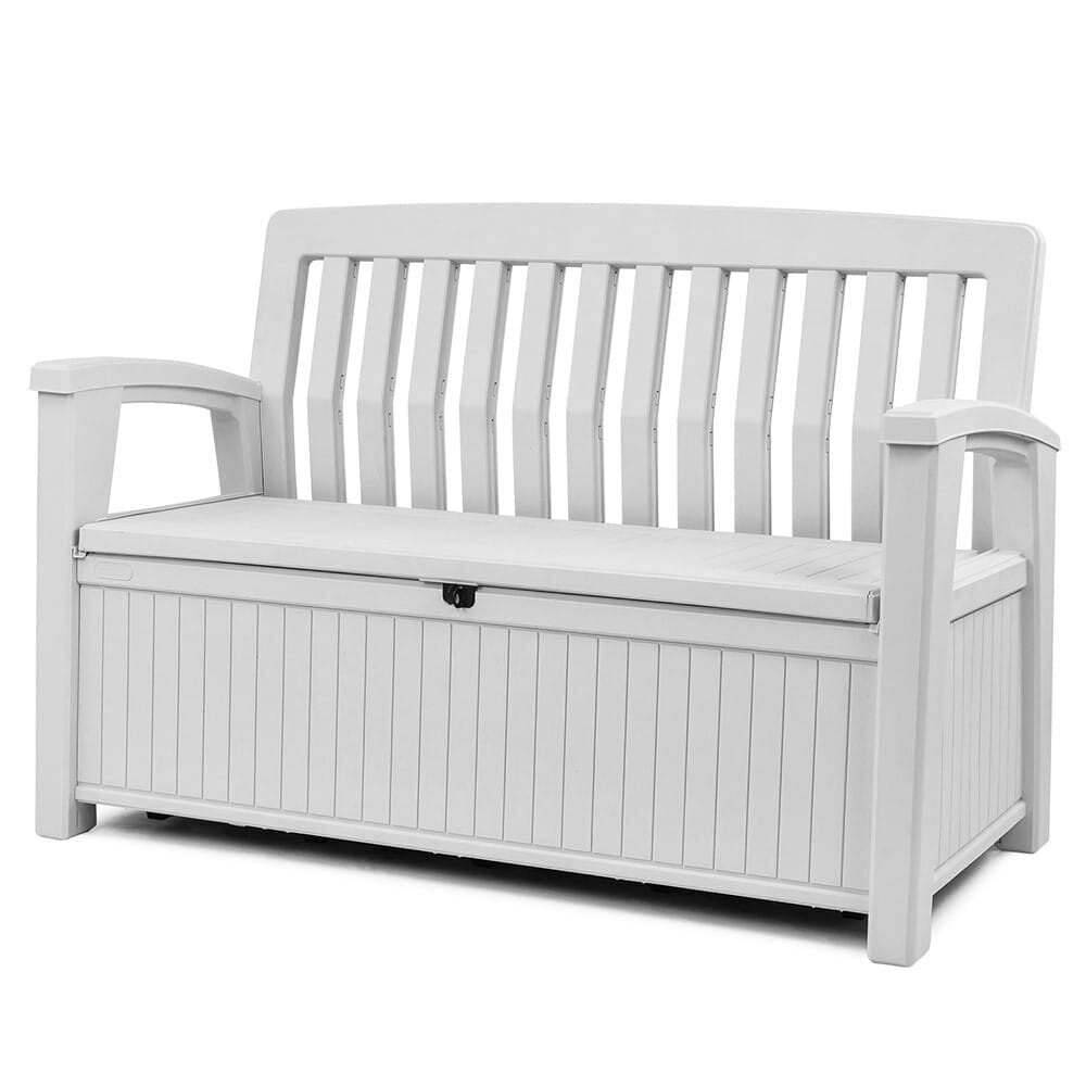 Aiapink panipaigaga 2in1 Patio Storage Bench Keter, valge 253818 hind ja info | Aiapingid | kaup24.ee