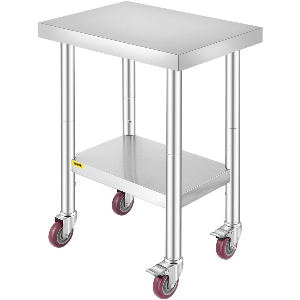 Köögitöölaud rattadega Vevor, 86x61x46 cm, hõbedane hind ja info | Köögi- ja söögilauad | kaup24.ee