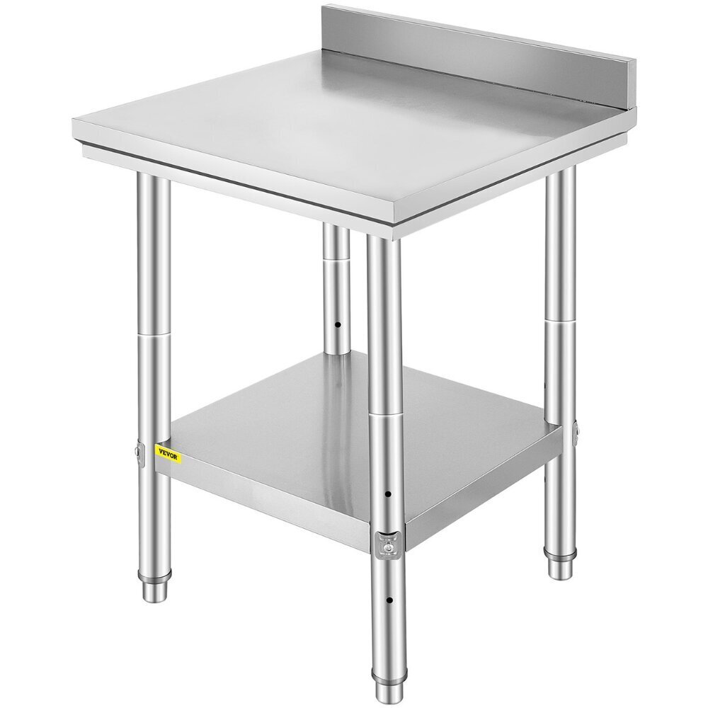 Köögitöölaud rattadega Vevor, 60x60x88 cm, hõbedane hind ja info | Köögi- ja söögilauad | kaup24.ee