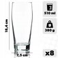 Õllekruus 510ml Glass Tall Glass Komplekt Kruusid 8 tk hind ja info | Klaasid, tassid ja kannud | kaup24.ee