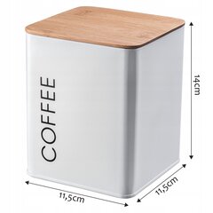 Белый металлический контейнер для кофе с крышкой из кухонного бамбука цена и информация | Посуда для хранения еды | kaup24.ee