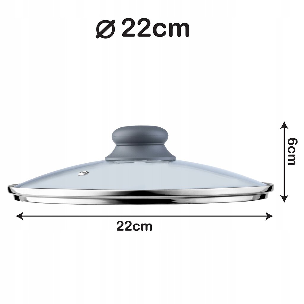 Kate Kuumakindlast klaasist kaas 22 cm poti jaoks цена и информация | Potid ja kiirkeedupotid | kaup24.ee