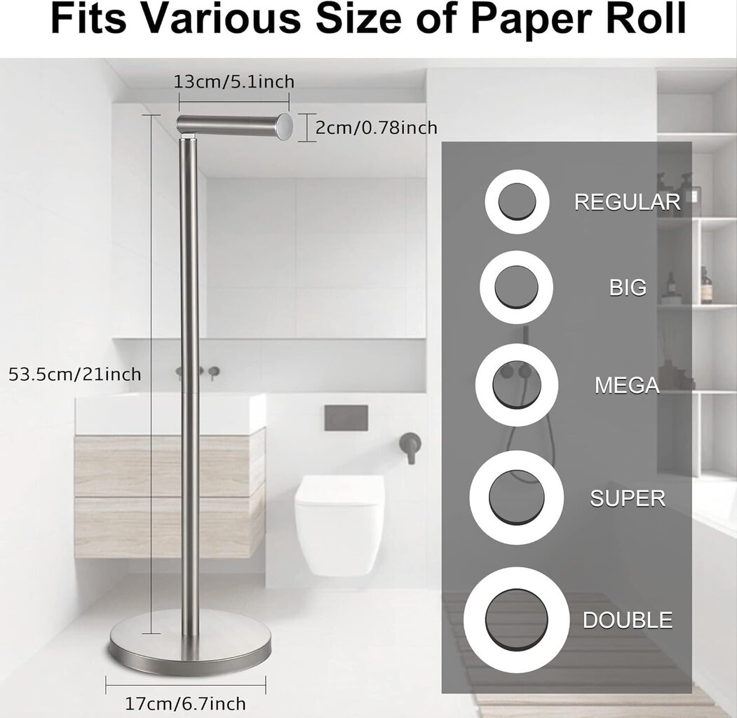 Bgl Vabalt Seisev Tualettpaberi Hoidja Harjatud Nikkel 2 In 1 hind ja info | Vannitoa sisustuselemendid ja aksessuaarid | kaup24.ee