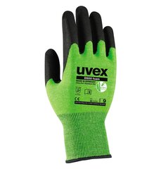 Защитные перчатки Uvex D500 из пеноматериала, уровень среза D/5, бамбук, Dyneema, сталь, полиамид. Покрытие HPE, зеленое, размер 9 цена и информация | Рабочие перчатки | kaup24.ee