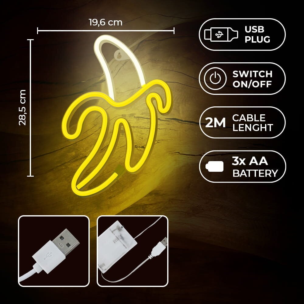 Neoon LED BANAN valge kollane nahkhiir + USB FLNE10 Forever Light hind ja info | LED ribad | kaup24.ee