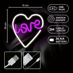 Neoon LED LOVE IN HEART lilla valge NNE02 Neolia hind ja info | LED ribad | kaup24.ee