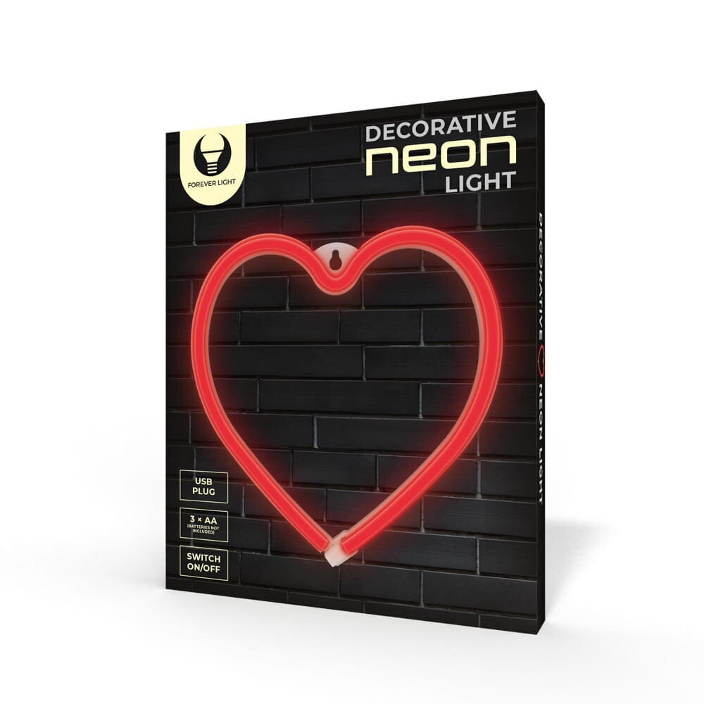 Neoon LED HEART punane nahkhiir + USB Forever FLNE07 Light цена и информация | LED ribad | kaup24.ee