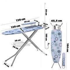 Triikimislaud 120x38 cm lai pistikupesaga + täielik Kadax varrukas hind ja info | Triikimislauad | kaup24.ee