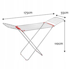 Сушилка для белья стоящая стабильная 175см для нижнего белья складного большого размера цена и информация | Cушилки для белья | kaup24.ee