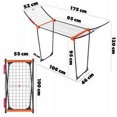 Сушилка для белья, стоячая, устойчивая, 18м, Для одежды, складная, Для стирки, большая цена и информация | Cушилки для белья | kaup24.ee