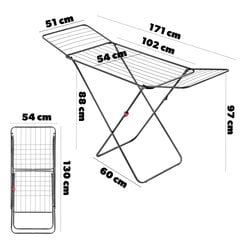 Сушилка для белья Kadax, подставка для складной одежды, балкон, большая 18 м цена и информация | Cушилки для белья | kaup24.ee