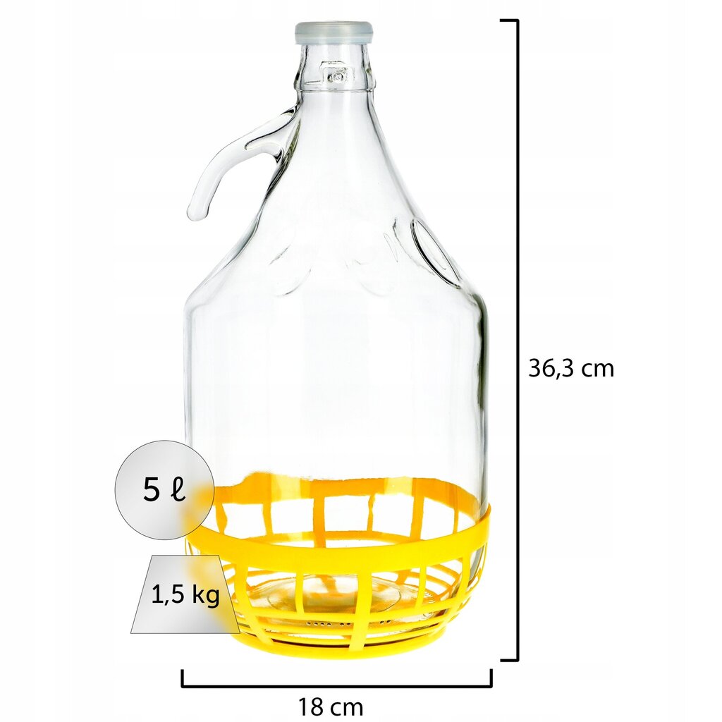 6x Wine Carboy 5L Balloon Lady In Basket Veinipudel + sulgemine hind ja info | Köögitarbed | kaup24.ee