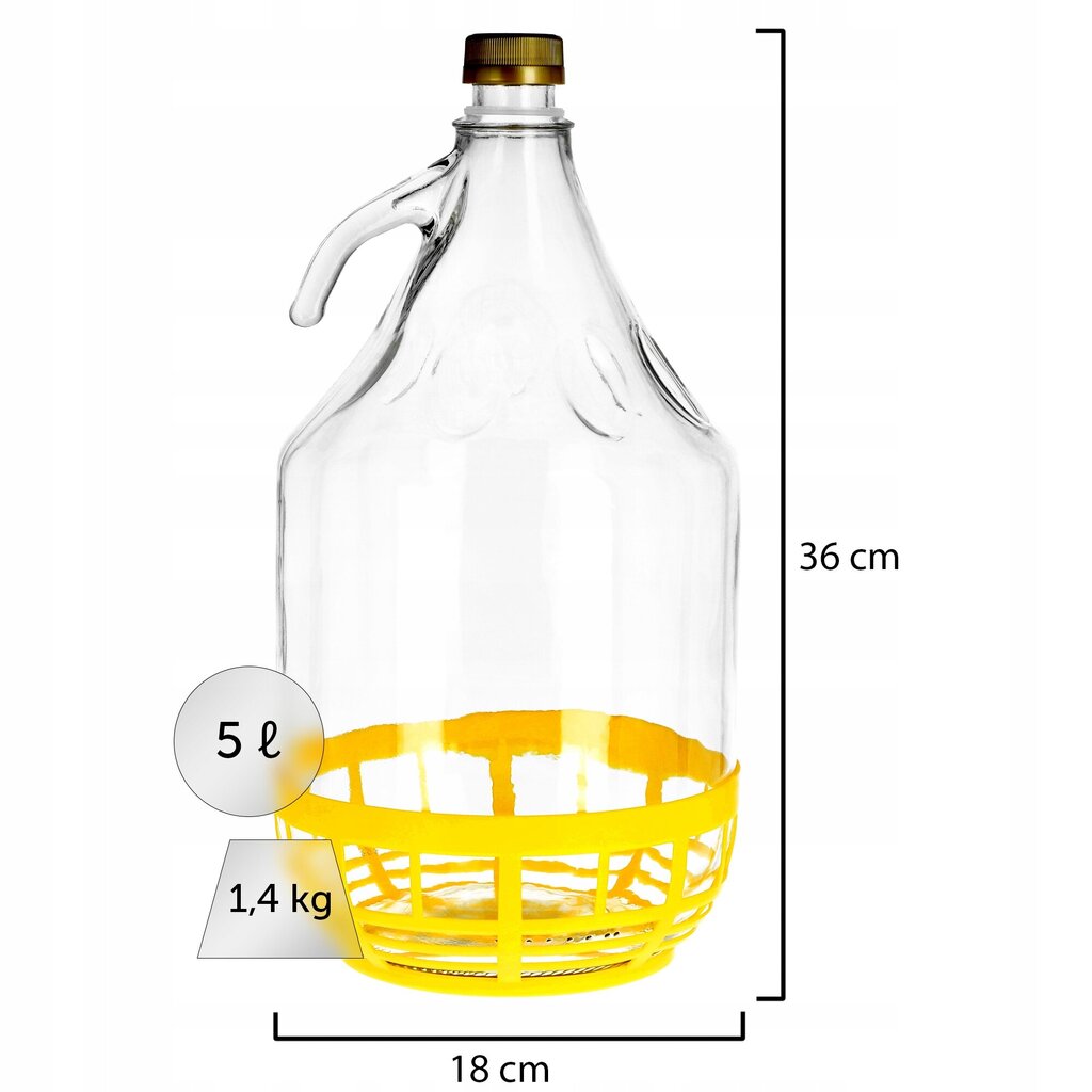 6x Wine Carboy 5L Balloon Lady In Basket Veinipudel + sulgemine hind ja info | Köögitarbed | kaup24.ee