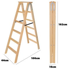 Деревянная лестница для покраски, выдвижная, 2х6 ступеней, складная, двусторонняя цена и информация | Стремянки | kaup24.ee